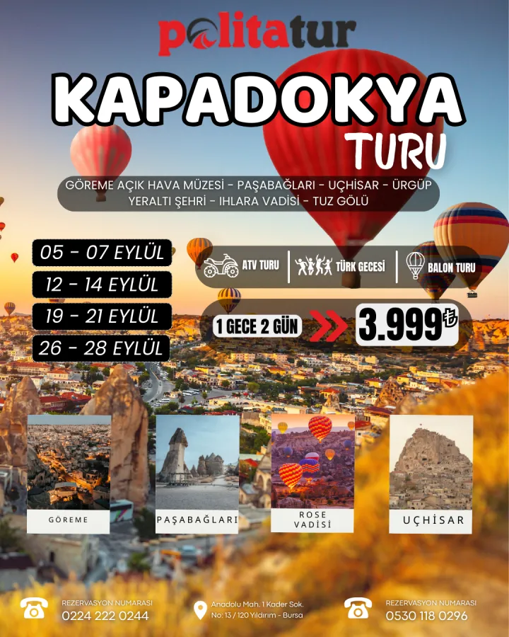Kapadokya Turu 1 Gece 2 Gün