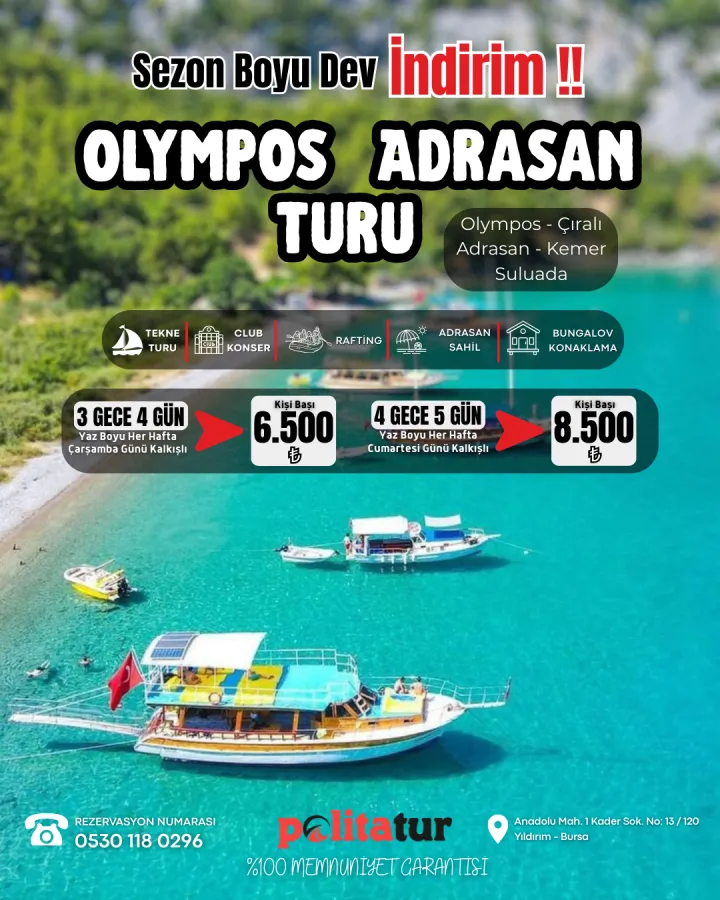 Olympos & Adrasan 3 Gece 4 Gün